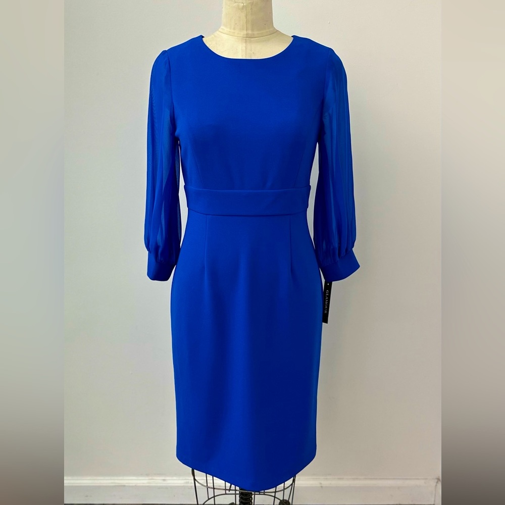 NWT Glamour Stretch Crepe Sheer Sleeve Dress size 8